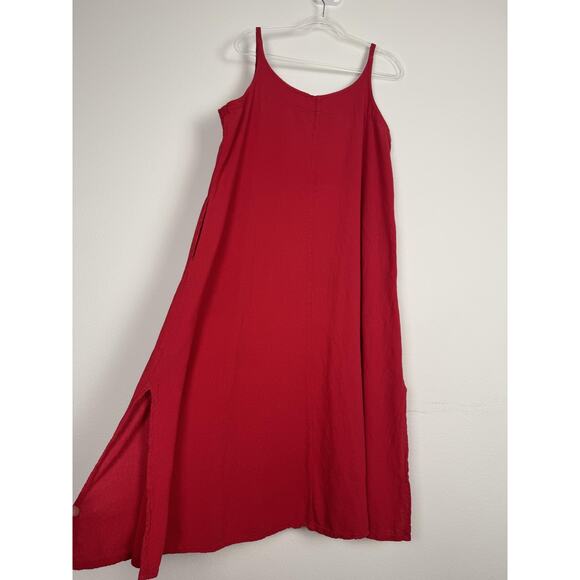 Oh My Gauze Dress Womens Large Red Maxi Sleeveless Pockets Cotton Summer Boho - Picture 8 of 14